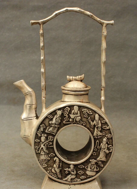 8" Chiense Silver Buddhism 8 immortal God Statue Auspicious Hold Teapot Wine Pot Decoration Brass Bronze
8" Chiense Silver Buddhism 8 immortal God Statue Auspicious Hold Teapot Wine Pot Decoration Brass Bronze
