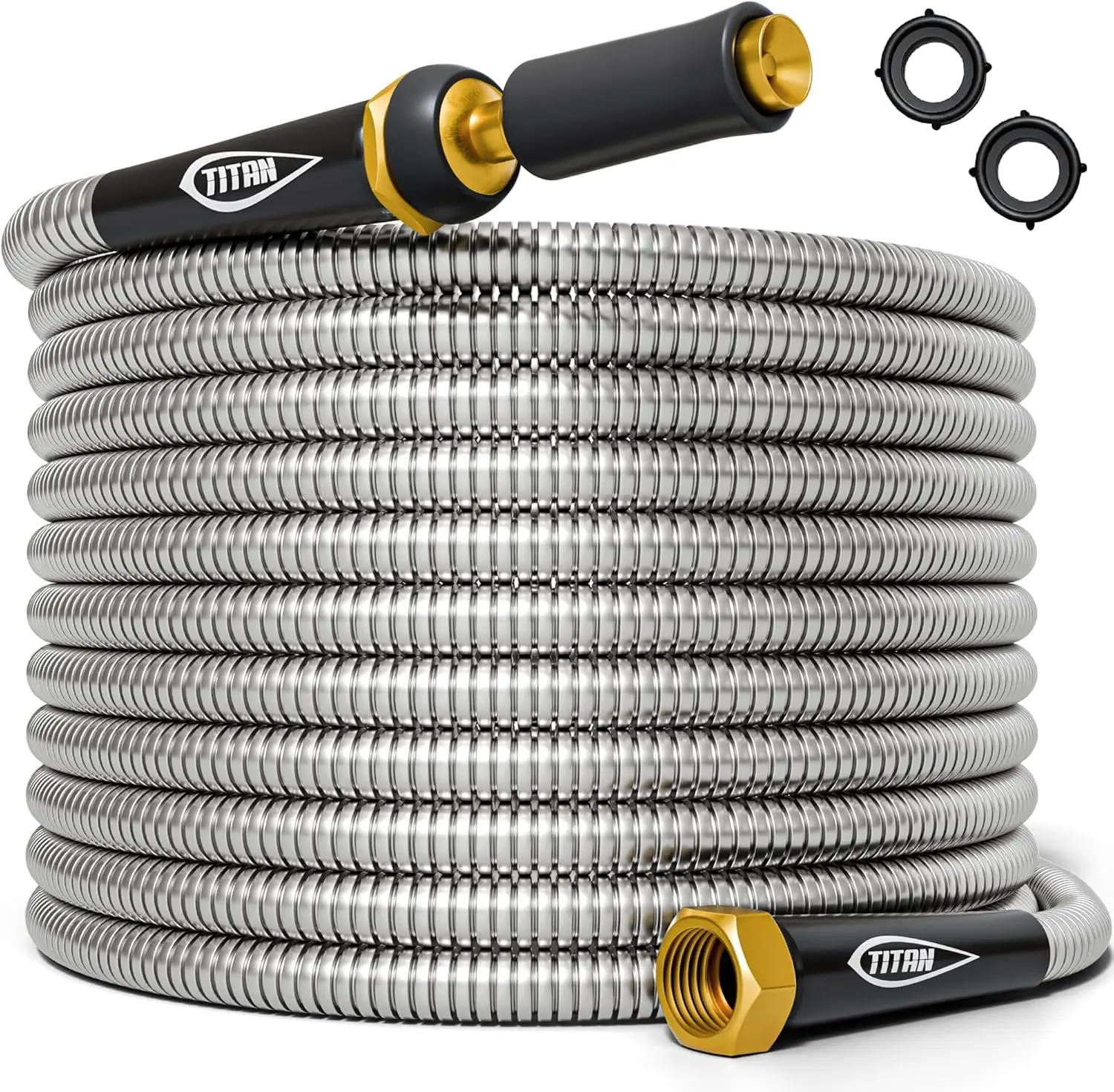 50FT Stainless Steel Garden Hose - 304 Metal, Kink-Free, Lightweight, Crush Resistant, 500 PSI
50FT Stainless Steel Garden Hose - 304 Metal, Kink-Free, Lightweight, Crush Resistant, 500 PSI