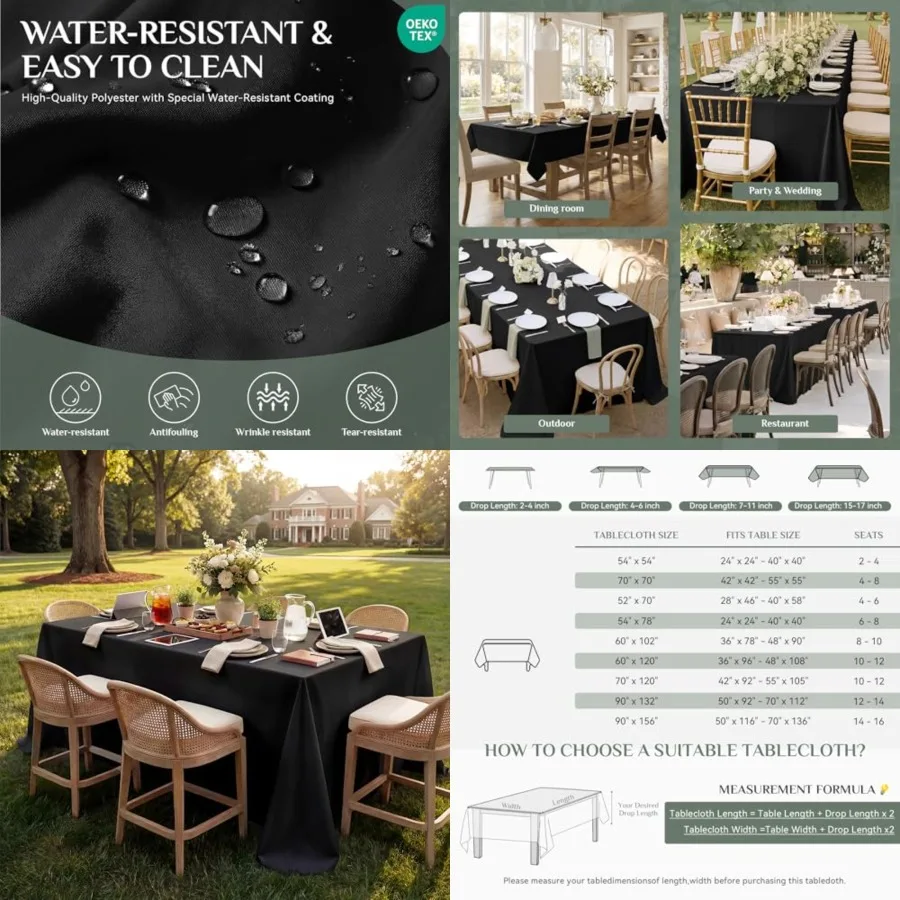 Rectangle Tablecloth, Waterproof Stain Resistant Table Cloths Wrinkle Free Fabric Washable 210GSM Polyester Table Cover for Din
Rectangle Tablecloth, Waterproof Stain Resistant Table Cloths Wrinkle Free Fabric Washable 210GSM Polyester Table Cover for Din