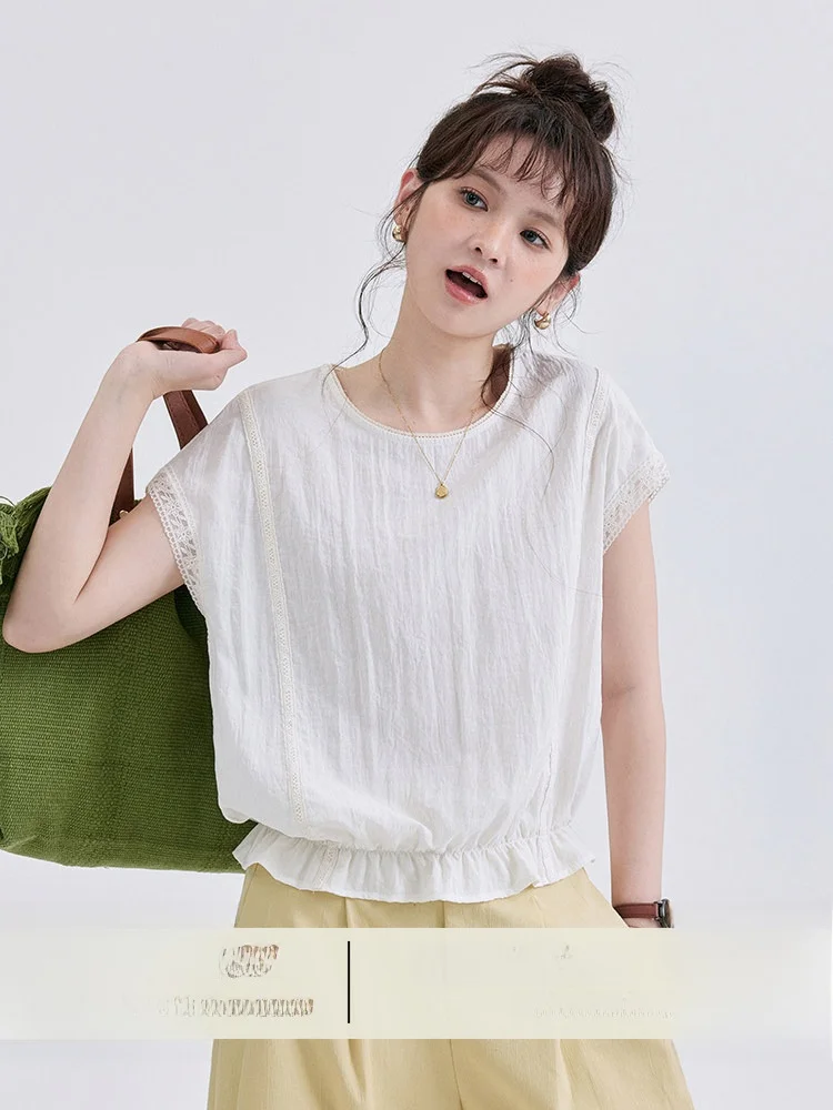 AMUU Original Short Sleeve Lace Trim Loose Women's Shirt Summer New Style North Island Patchwork White Korean Style Breathable
AMUU Original Short Sleeve Lace Trim Loose Women's Shirt Summer New Style North Island Patchwork White Korean Style Breathable