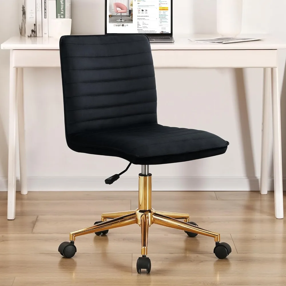 Black Swivel Armless Desk Chair with Wheels, Small Velvet Upholstered Home Office Chair Mid-Back Adjustable Chair
Black Swivel Armless Desk Chair with Wheels, Small Velvet Upholstered Home Office Chair Mid-Back Adjustable Chair