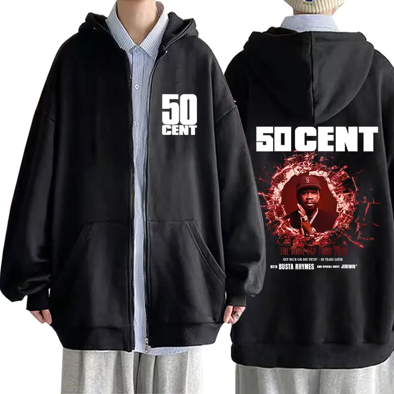 Fashion Rapper 50 Cent The Final Lap Tour Zipper Hoodie Men Women Hip Hop Oversized Hoodies Male Vintage Casual Zip Up Jacket
Fashion Rapper 50 Cent The Final Lap Tour Zipper Hoodie Men Women Hip Hop Oversized Hoodies Male Vintage Casual Zip Up Jacket