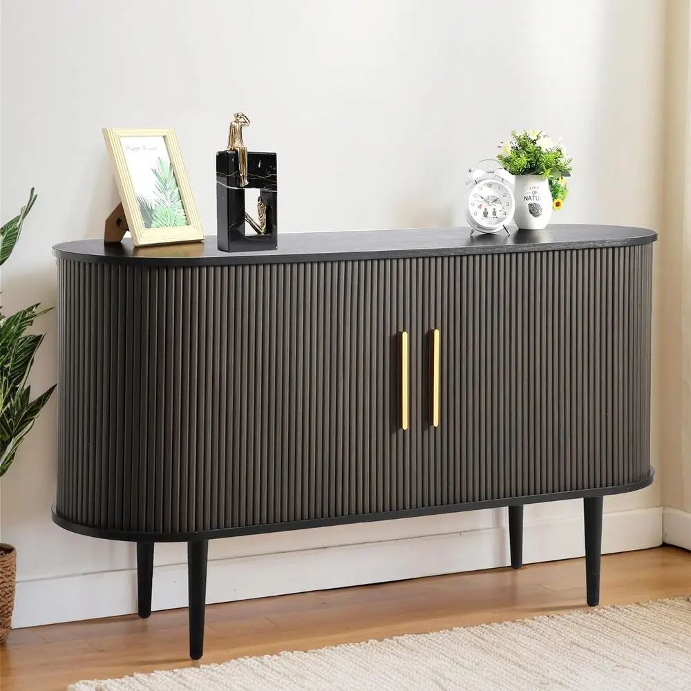 55 Sideboard Buffet Cabinet with Sliding Door, Tambour Shelves, Modern Storage for Living Room, Hallway, Entryway (Black)
55 Sideboard Buffet Cabinet with Sliding Door, Tambour Shelves, Modern Storage for Living Room, Hallway, Entryway (Black)