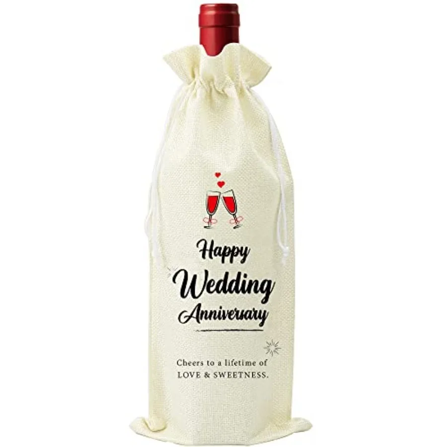 Wedding Anniversary Wine Bag, Couple Gift for Married Anniversary, 1 PC Flax Drawstring Wine Bag
Wedding Anniversary Wine Bag, Couple Gift for Married Anniversary, 1 PC Flax Drawstring Wine Bag