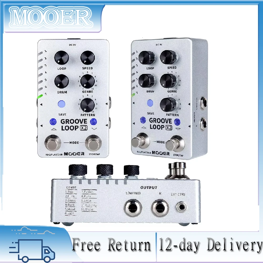 Стерео петли Mooer Groove Loop X2 с 14 слотами для экономии, педаль барабанной машины, емкость 10 минут на трек 121, разные барабаны
Стерео петли Mooer Groove Loop X2 с 14 слотами для экономии, педаль барабанной машины, емкость 10 минут на трек 121, разные барабаны