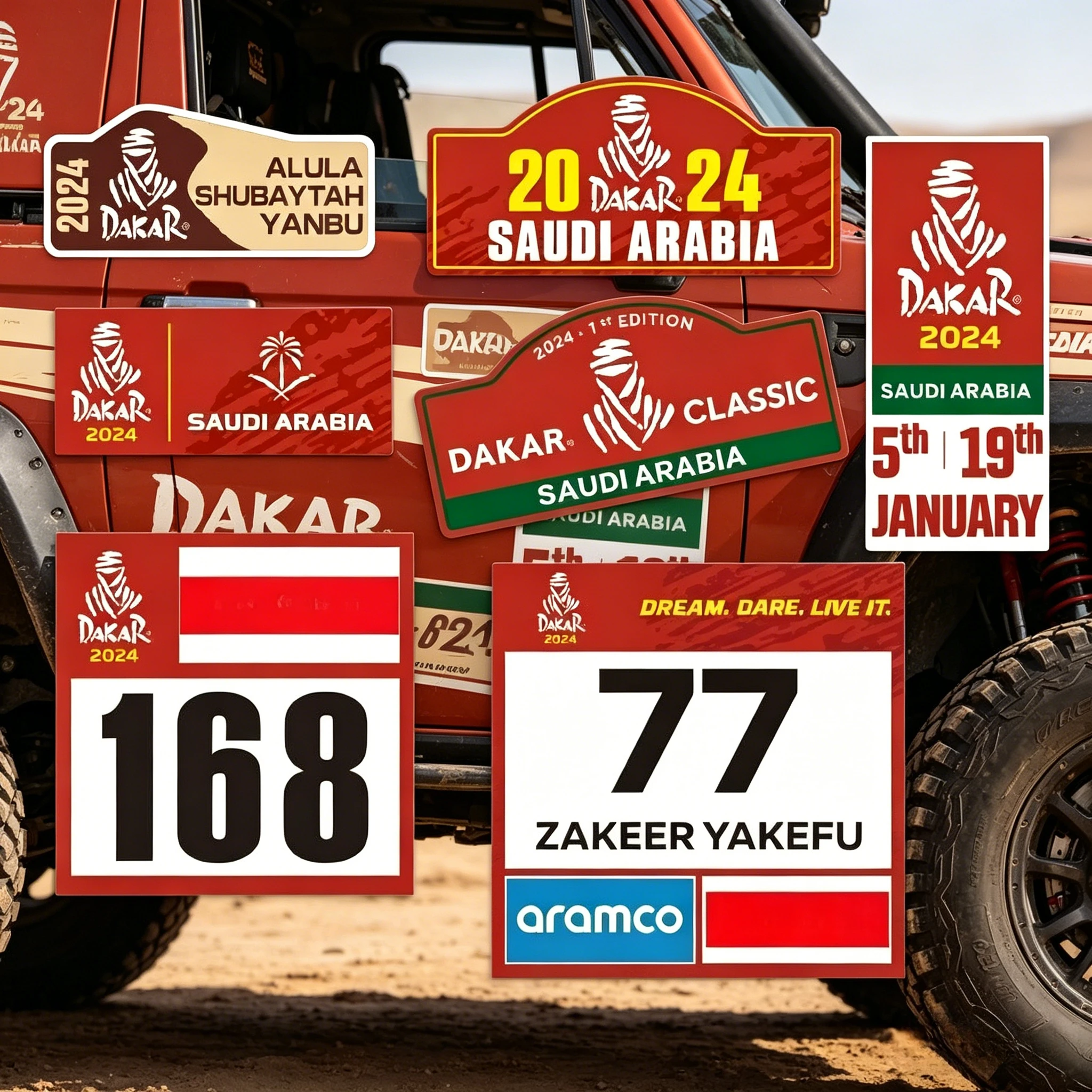 Dakar Rally 2024 Saudi Arabia Vinyl Stickers Waterproof Decals for Motorcycle Car Truck Offroad Racing Decor Laptop Wall Decals
Dakar Rally 2024 Saudi Arabia Vinyl Stickers Waterproof Decals for Motorcycle Car Truck Offroad Racing Decor Laptop Wall Decals