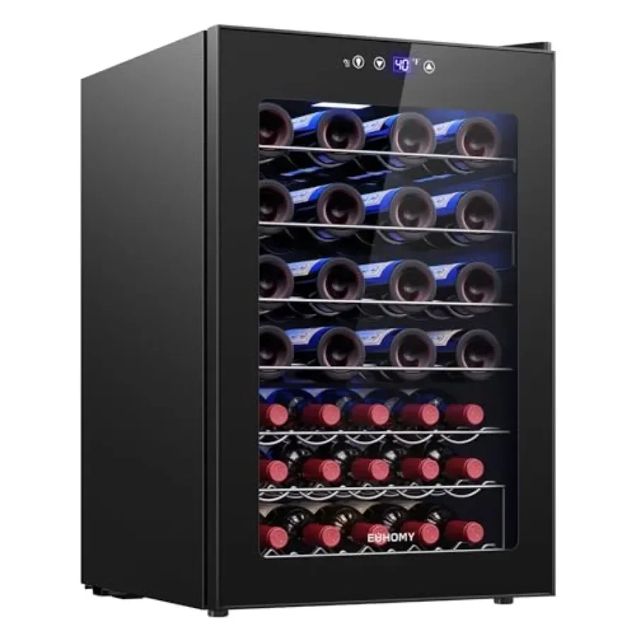 Wine cooler refrigerator for home kitchen bar use, stainless steel, black, 45-bottle capacity with glass door and adjustable te
Wine cooler refrigerator for home kitchen bar use, stainless steel, black, 45-bottle capacity with glass door and adjustable te