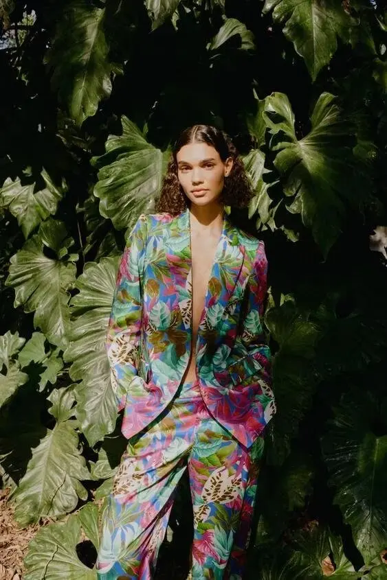 Autumn New Women's High Waist Silk Satin Print Long Sve Turn-down Collar Straight Leg Pants Suit Faionable Versatile Sle
Autumn New Women's High Waist Silk Satin Print Long Sve Turn-down Collar Straight Leg Pants Suit Faionable Versatile Sle
