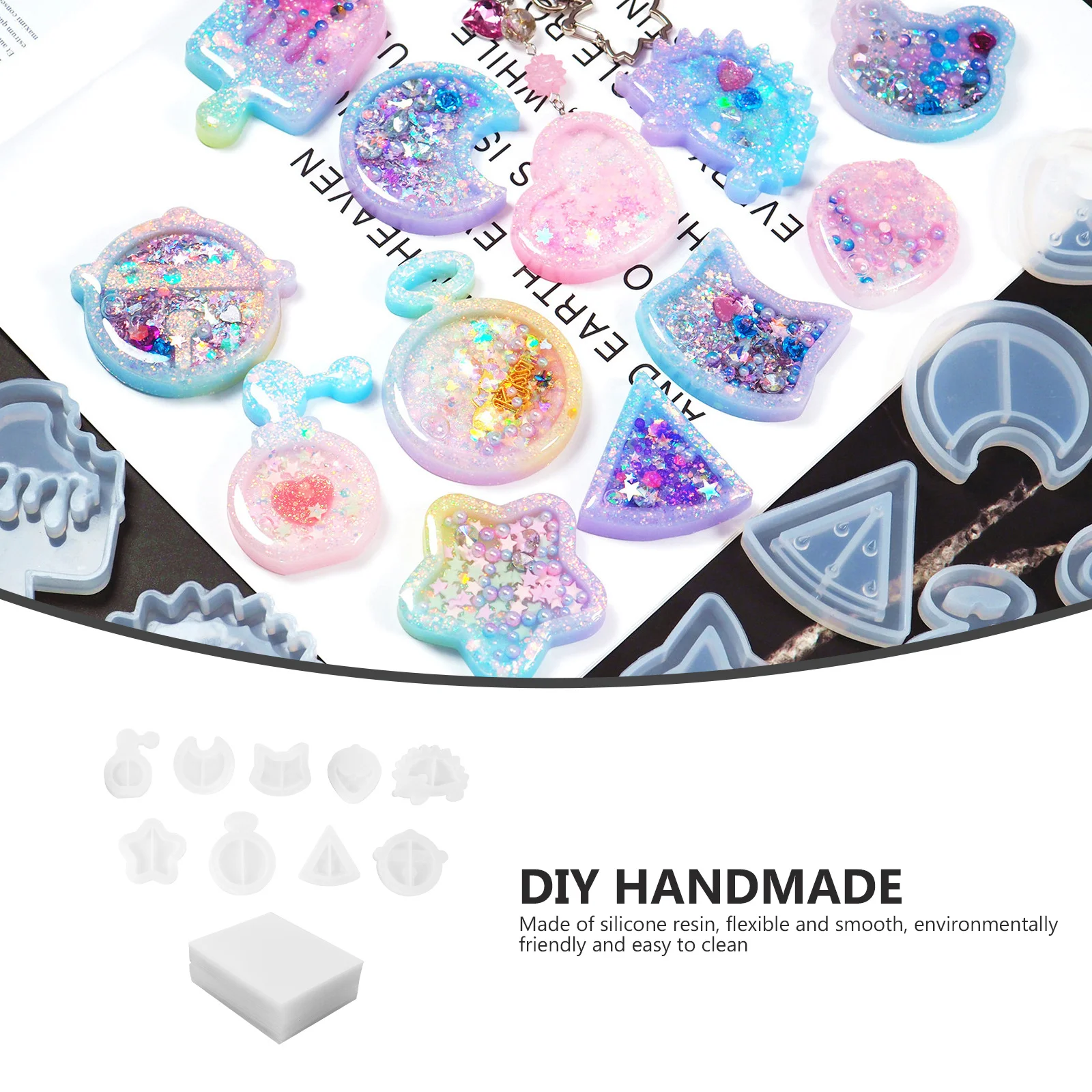 9pcs Key Chain Mold Set Silicone Resin Shaker Molds For Diy Epoxy Quicksand Crafts Pvc Sheets Reusable Craft Tool Jewelry
9pcs Key Chain Mold Set Silicone Resin Shaker Molds For Diy Epoxy Quicksand Crafts Pvc Sheets Reusable Craft Tool Jewelry