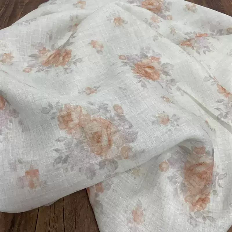 100% ramie pink purple plant flower printed fabric, suitable for sewing shirts, skirts, and DIY fabrics
100% ramie pink purple plant flower printed fabric, suitable for sewing shirts, skirts, and DIY fabrics