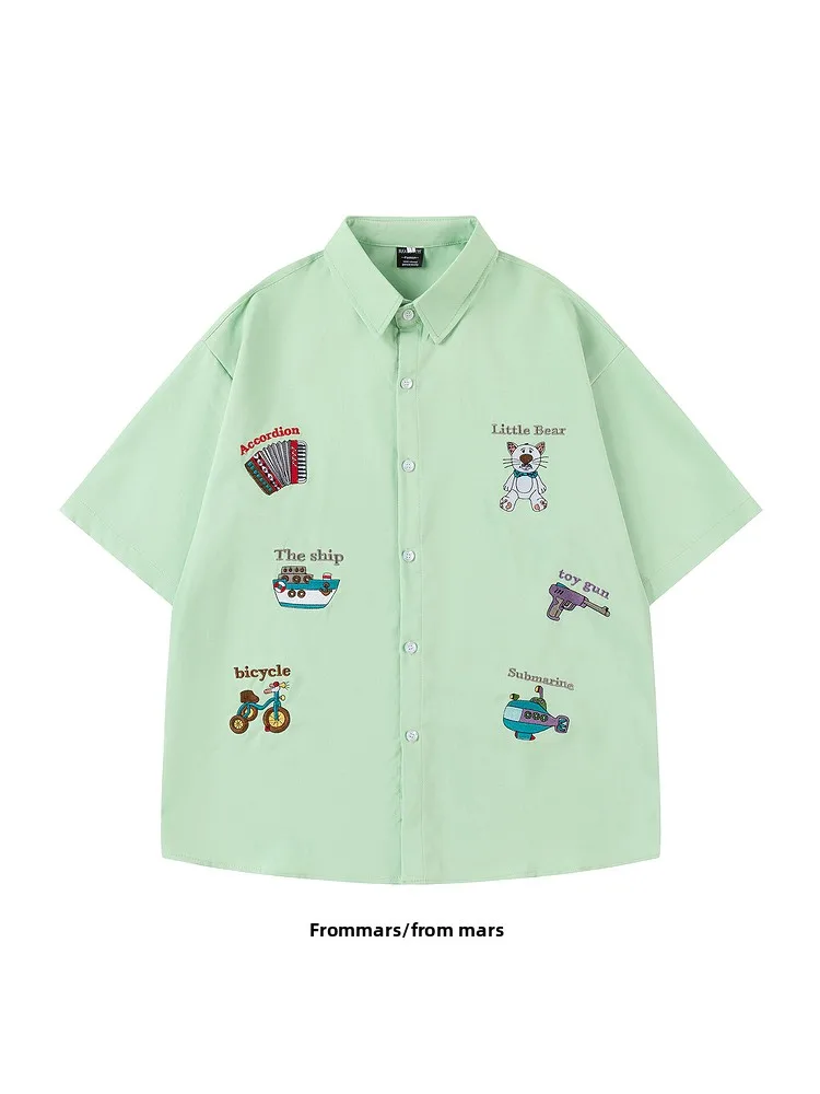 Loose ort Sve Embroidered Casual irt for Men And Women from Toy Collection Summer Faion College Sle Cartoon
Loose ort Sve Embroidered Casual irt for Men And Women from Toy Collection Summer Faion College Sle Cartoon