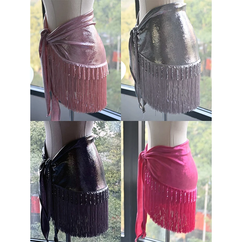 4 Colors Glossy Latin Dance Skirt Women Tassel Hip Towel Bead Fringes Pink Black Gray ChaCha Rumba Dance Performance Costume
4 Colors Glossy Latin Dance Skirt Women Tassel Hip Towel Bead Fringes Pink Black Gray ChaCha Rumba Dance Performance Costume