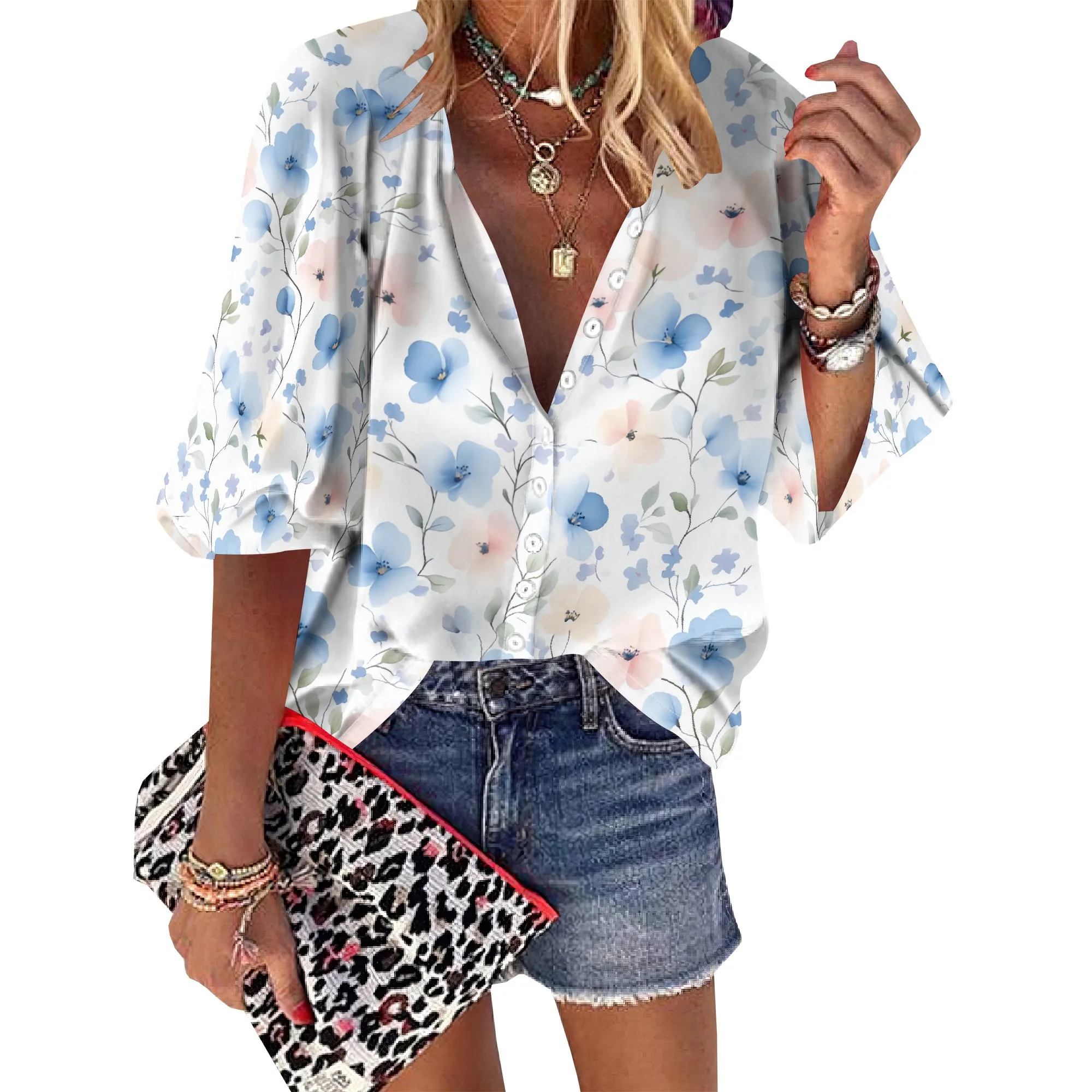 Womens Button Down Ditsy Floral Pattern Shirts 3/4 Sleeve Dressy Casual Tops Pleated Business Flower Blouses 2025
Womens Button Down Ditsy Floral Pattern Shirts 3/4 Sleeve Dressy Casual Tops Pleated Business Flower Blouses 2025
