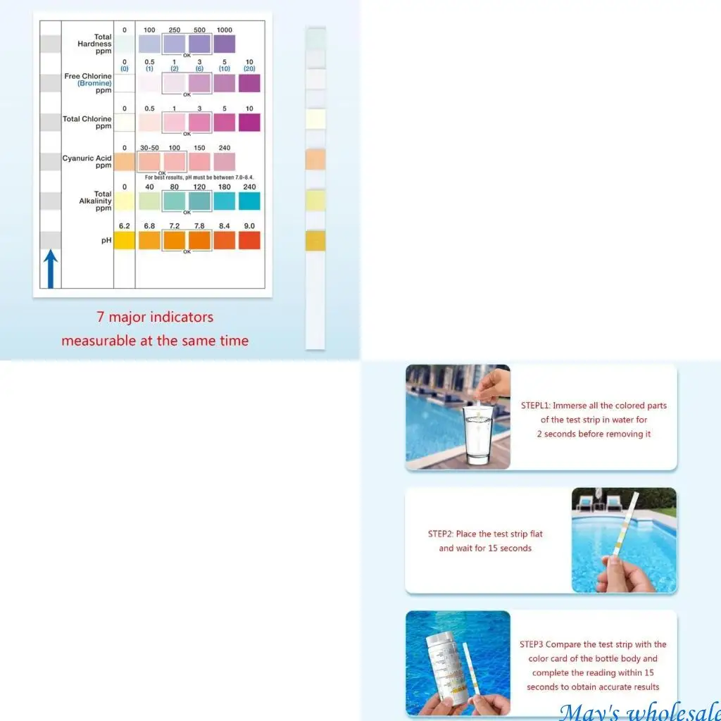 YC007 Pool Test Strips 7 in 1 Testing for Pools and Spas Convenient and Fast 448A
YC007 Pool Test Strips 7 in 1 Testing for Pools and Spas Convenient and Fast 448A