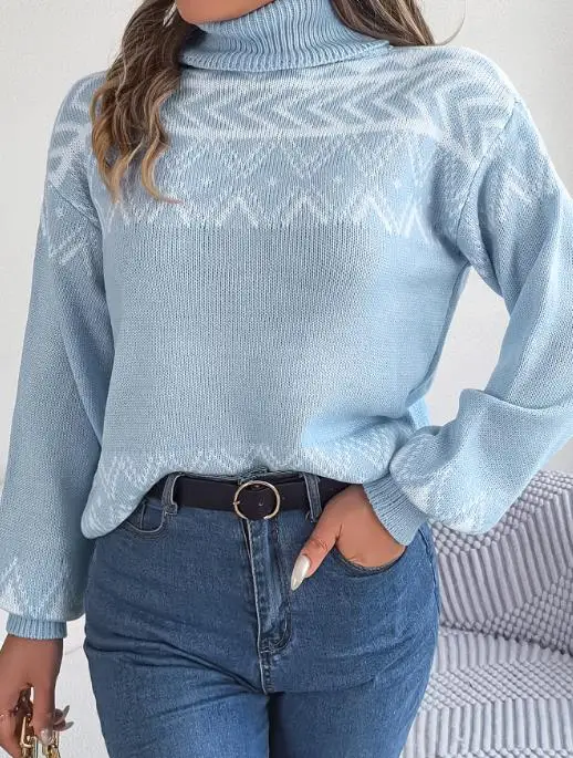 Fashion Knitted Top Women Autumn and Winter Ethnic Style Retro Jacquard Lantern Sleeves High Neck Sweater for Women's Clothing
Fashion Knitted Top Women Autumn and Winter Ethnic Style Retro Jacquard Lantern Sleeves High Neck Sweater for Women's Clothing