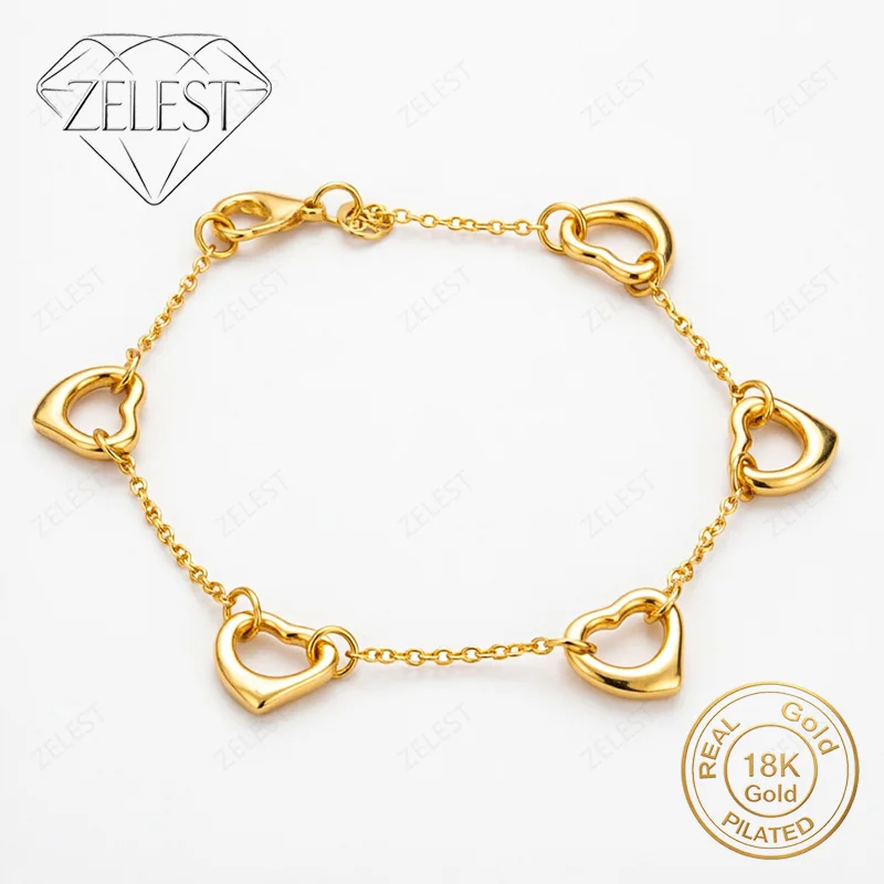925 Sterling Silver 18K Gold Plated 8-inch Exquisite Openwork Heart Bracelet for Women's Weddings and Parties
925 Sterling Silver 18K Gold Plated 8-inch Exquisite Openwork Heart Bracelet for Women's Weddings and Parties
