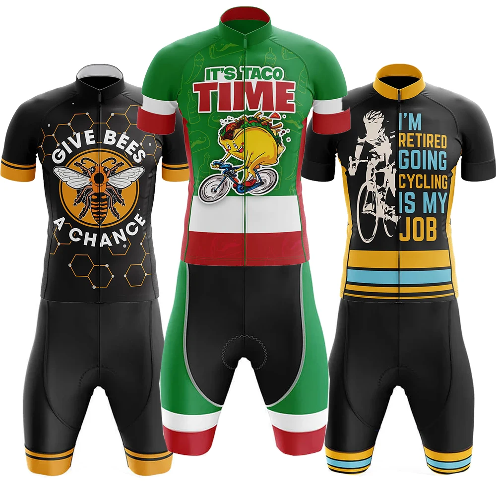 Комплект велосипедного трикотажа Taco Time, летняя мужская одежда Ropa Ciclismo Hiru с коротким рукавом, одежда для велоспорта, уличная форма для езды на горном велосипеде, майо
Комплект велосипедного трикотажа Taco Time, летняя мужская одежда Ropa Ciclismo Hiru с коротким рукавом, одежда для велоспорта, уличная форма для езды на горном велосипеде, майо