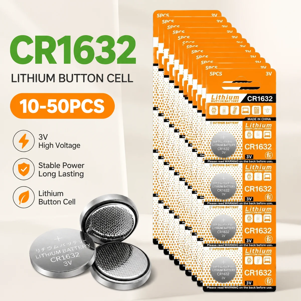 Lithium Coin Cell Battery CR1632 3V 125mAh Button Cell DL1632 ECR1632 For Watch Remote Control Key Fob Use
Lithium Coin Cell Battery CR1632 3V 125mAh Button Cell DL1632 ECR1632 For Watch Remote Control Key Fob Use