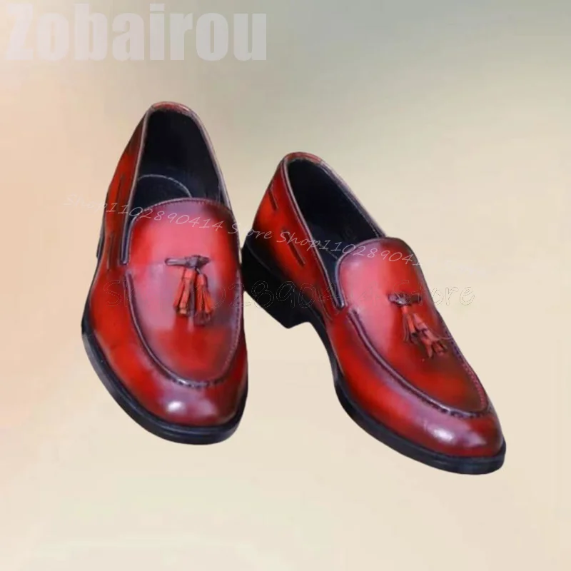 Red Sewing Design Tassels Decor Black Sole Loafers Fashion Slip On Men Shoes Luxury Handmade Party Feast Banquet Men Dress Shoes
Red Sewing Design Tassels Decor Black Sole Loafers Fashion Slip On Men Shoes Luxury Handmade Party Feast Banquet Men Dress Shoes