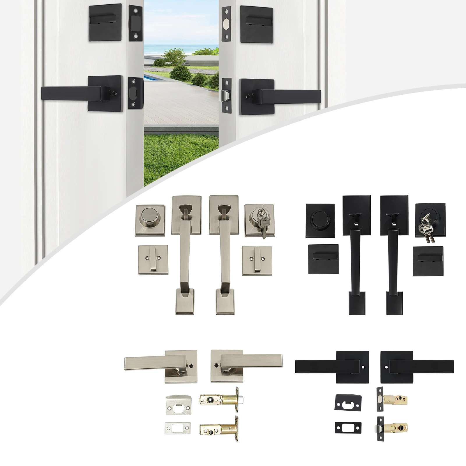 Double Pull Front Door Lock Set 7.68-8.82in Silver/Black for Bedroom/Office/Home Anti-Theft Door Lock Replacement
Double Pull Front Door Lock Set 7.68-8.82in Silver/Black for Bedroom/Office/Home Anti-Theft Door Lock Replacement
