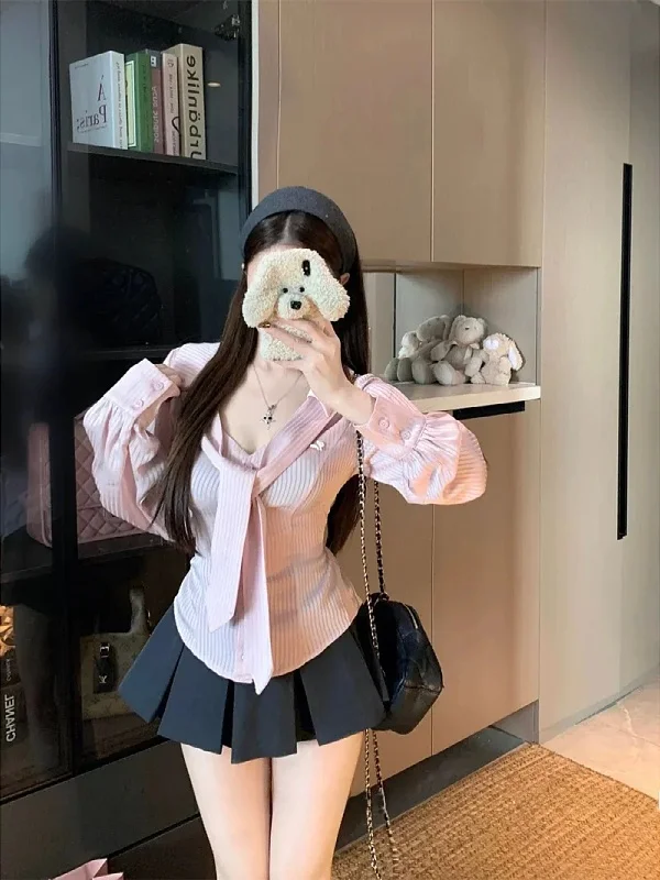 Женская рубашка больших размеров в розовую полоску с длинным рукавом, облегающая, для осени и зимы, в стиле Sweet and Spicy Girl, для повседневной носки
Женская рубашка больших размеров в розовую полоску с длинным рукавом, облегающая, для осени и зимы, в стиле Sweet and Spicy Girl, для повседневной носки