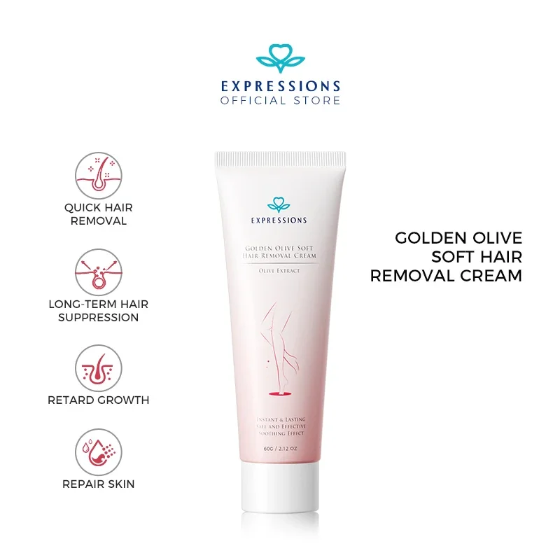 60g x 2 EXPRESSIONS GOLDEN OLIVE SOFT HAIR REMOVAL CREAM HAIR REMOVAL WITHOUT DARK SPOTS, GENTLE WITH ZERO PAIN
60g x 2 EXPRESSIONS GOLDEN OLIVE SOFT HAIR REMOVAL CREAM HAIR REMOVAL WITHOUT DARK SPOTS, GENTLE WITH ZERO PAIN