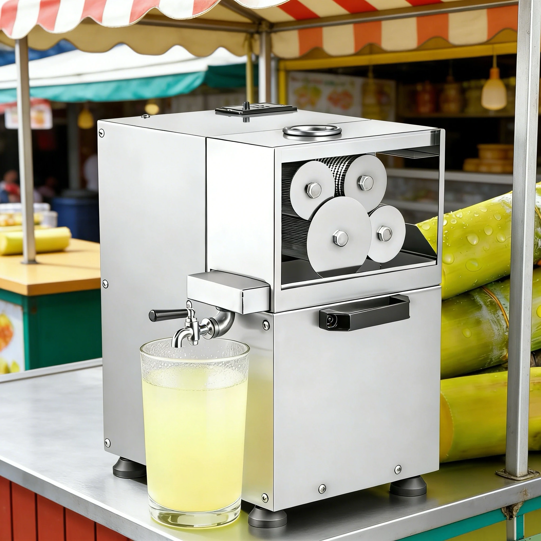 Electric 4-Roll Sugarcane Juicer Stainless Steel Sugar Cane Extractor Squeezing Machine With Motor For Restaurants Food Shops
Electric 4-Roll Sugarcane Juicer Stainless Steel Sugar Cane Extractor Squeezing Machine With Motor For Restaurants Food Shops