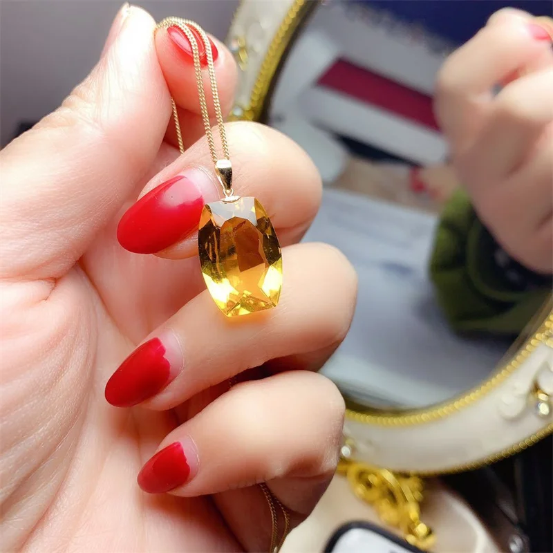 Authentic Real 925 Sterling Silver Big Size 12x16mm Genuine Natural Citrine Gemstone 18K Yellow Gold Necklace Pendant for Women
Authentic Real 925 Sterling Silver Big Size 12x16mm Genuine Natural Citrine Gemstone 18K Yellow Gold Necklace Pendant for Women