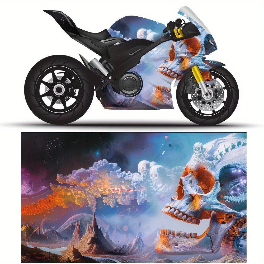 Cosmic Skull Fantasy Scene Motorcycle Vinyl Wrap, Decal Sticker, Splash-Resistant, Easy to Install, Durable Personalized Motorcy
Cosmic Skull Fantasy Scene Motorcycle Vinyl Wrap, Decal Sticker, Splash-Resistant, Easy to Install, Durable Personalized Motorcy
