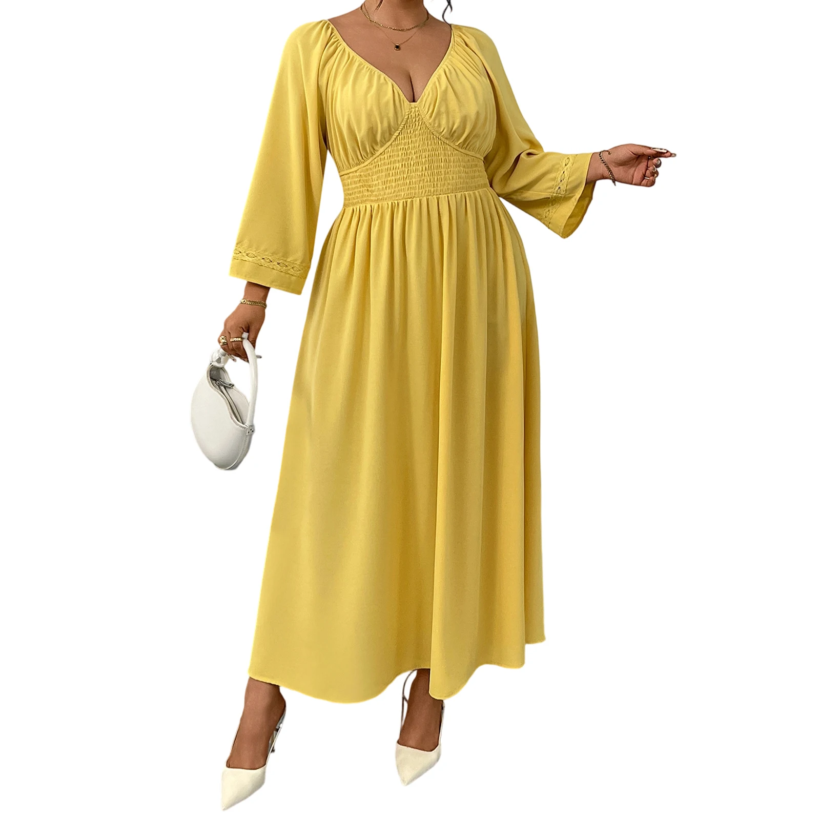 Женское длинное платье больших размеров, однотонное платье трапециевидной формы с длинными рукавами и присборенной талией на весну и осень
Женское длинное платье больших размеров, однотонное платье трапециевидной формы с длинными рукавами и присборенной талией на весну и осень