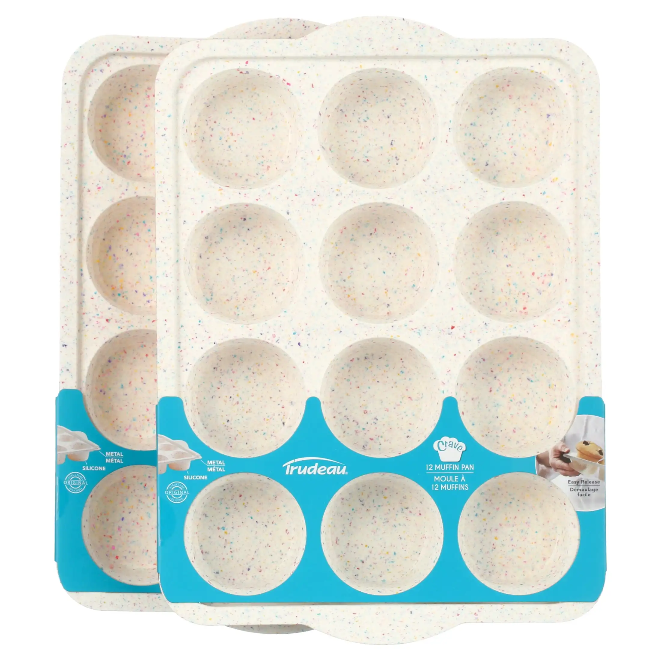 Silicone 12 Count Muffin Pan, 2 Pack, 2.75 in Diameter, Granite, Dishwasher Safe, Easy Release
Silicone 12 Count Muffin Pan, 2 Pack, 2.75 in Diameter, Granite, Dishwasher Safe, Easy Release