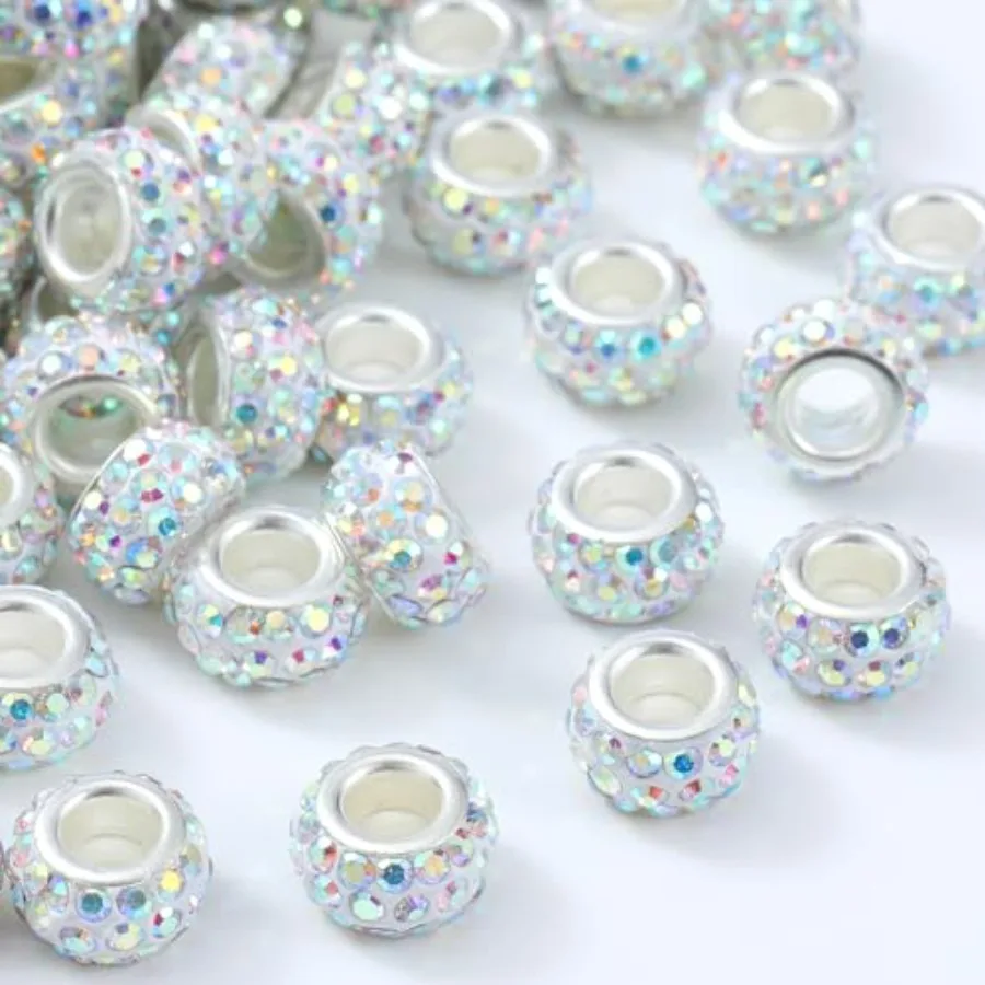 100 Pcs Rhinestone European Beads Crystal Large Hole Charm Spacer Beads for DIY Bracelet Necklace Earring Crafts Jewelry Making
100 Pcs Rhinestone European Beads Crystal Large Hole Charm Spacer Beads for DIY Bracelet Necklace Earring Crafts Jewelry Making