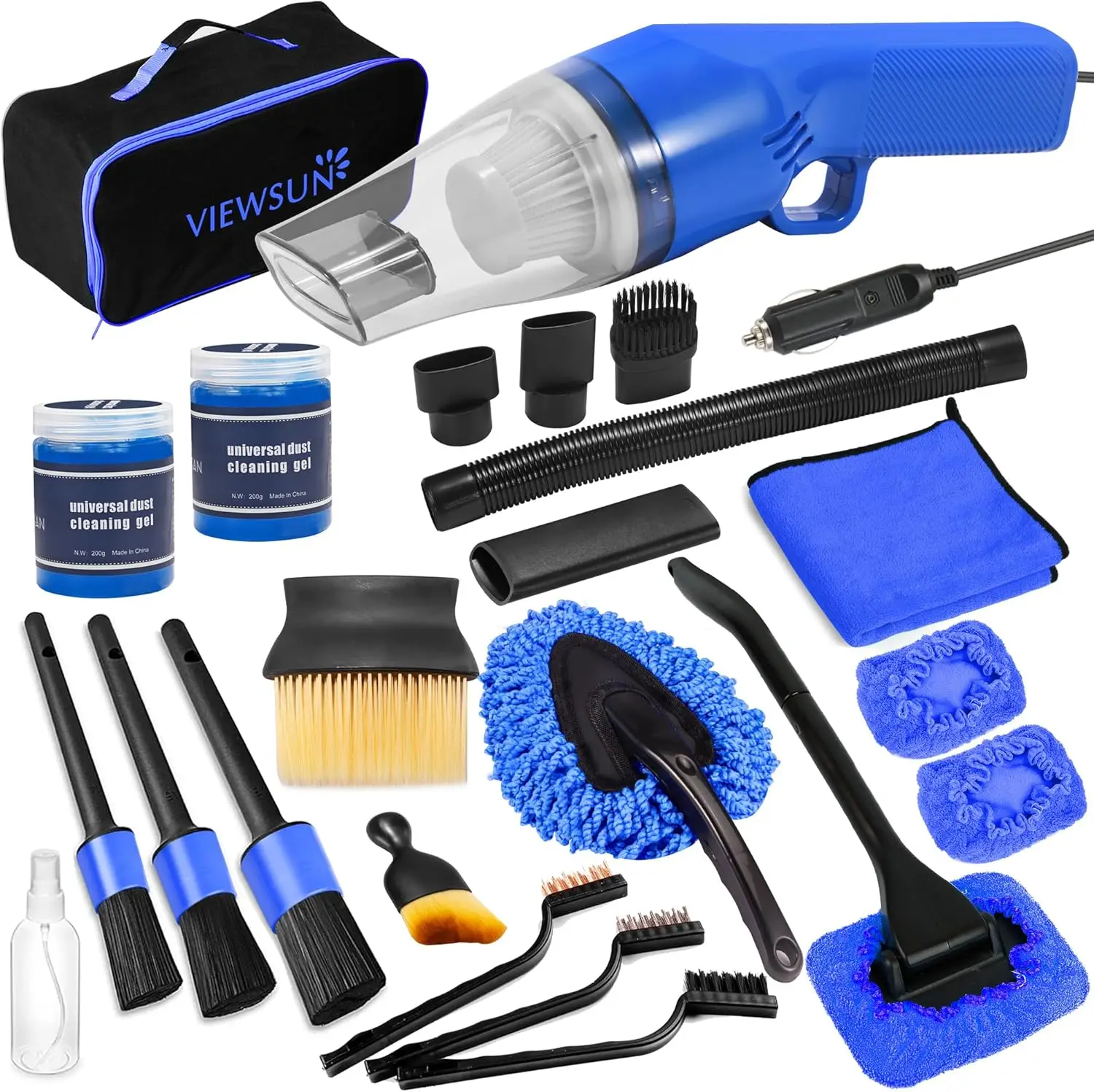 18-Piece Car Cleaning Kit with Handheld Vacuum, Detailing Brushes, Windshield Cleaner, and Storage Bag for Auto Care
18-Piece Car Cleaning Kit with Handheld Vacuum, Detailing Brushes, Windshield Cleaner, and Storage Bag for Auto Care