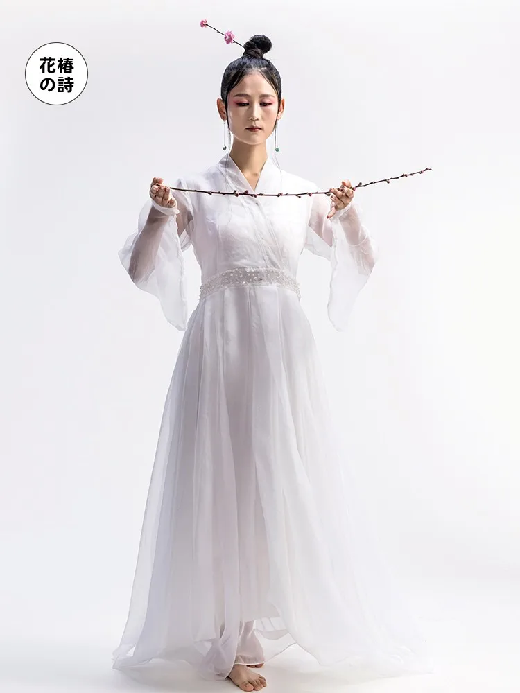 Elegant Silk Long Dress Women's Summer Fashion Slim Fit Hanfu Style Fairy Skirt Poetic Draped Gown with Beads Elastic Waist
Elegant Silk Long Dress Women's Summer Fashion Slim Fit Hanfu Style Fairy Skirt Poetic Draped Gown with Beads Elastic Waist