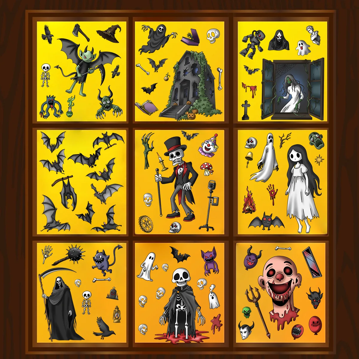 Halloween Decoration Bat Skull Mummy Vampire Reaper Self Adhesive Wall Stickers Electrostatic Glass Stickers
Halloween Decoration Bat Skull Mummy Vampire Reaper Self Adhesive Wall Stickers Electrostatic Glass Stickers