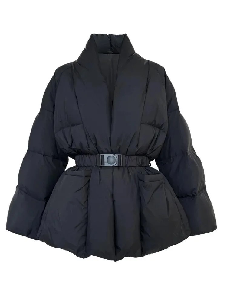Fashion Women's V-neck Long Sleeve Stuffed Duck Down Jackets Belt Loose Thick Warm Solid Color Coat Winter New 7A2N43
Fashion Women's V-neck Long Sleeve Stuffed Duck Down Jackets Belt Loose Thick Warm Solid Color Coat Winter New 7A2N43