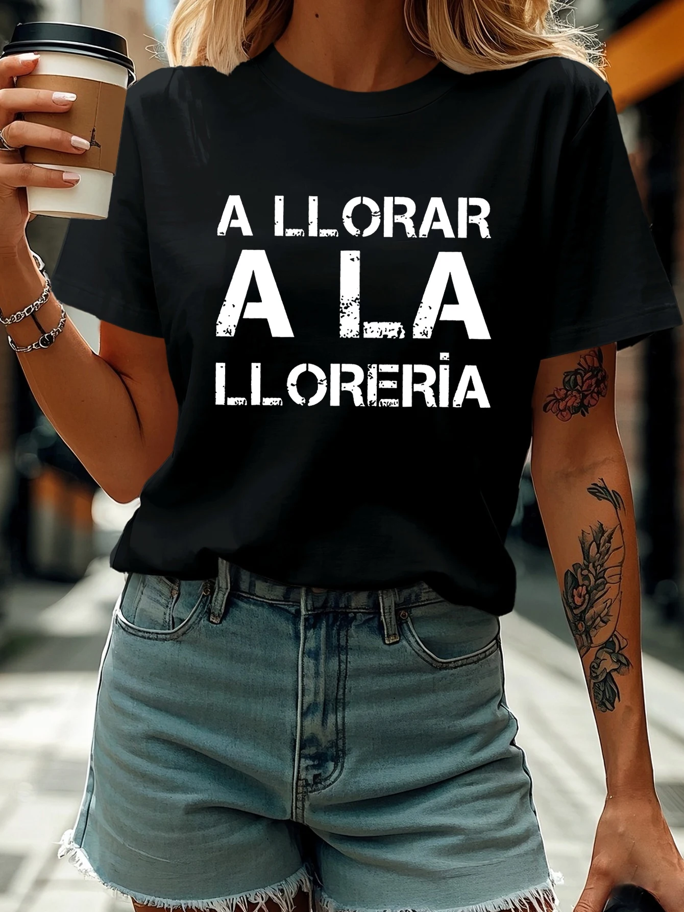 Women's T-shirt Short Sleeve A LLORAR A LA LLORERIA Spanish Letter Print Crew Neck Casual Top For Summer & Spring
Women's T-shirt Short Sleeve A LLORAR A LA LLORERIA Spanish Letter Print Crew Neck Casual Top For Summer & Spring