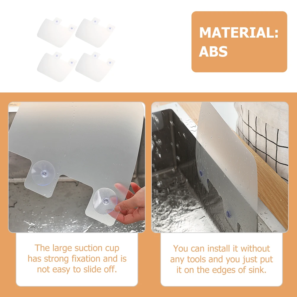 4pcs Abs Sink Splash Guards Baffle Boards Water Shield Edge Protector Anti Oil Resistant Waterproof Easy Clean Suction Cup
4pcs Abs Sink Splash Guards Baffle Boards Water Shield Edge Protector Anti Oil Resistant Waterproof Easy Clean Suction Cup
