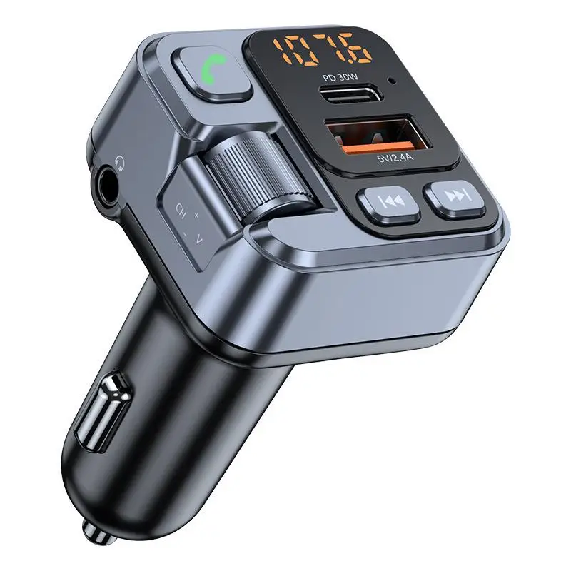 High-Speed PD Car Charger with 30W Power, FM Transmitter, Hands-Free Mic and MP3 Player Functionality
High-Speed PD Car Charger with 30W Power, FM Transmitter, Hands-Free Mic and MP3 Player Functionality