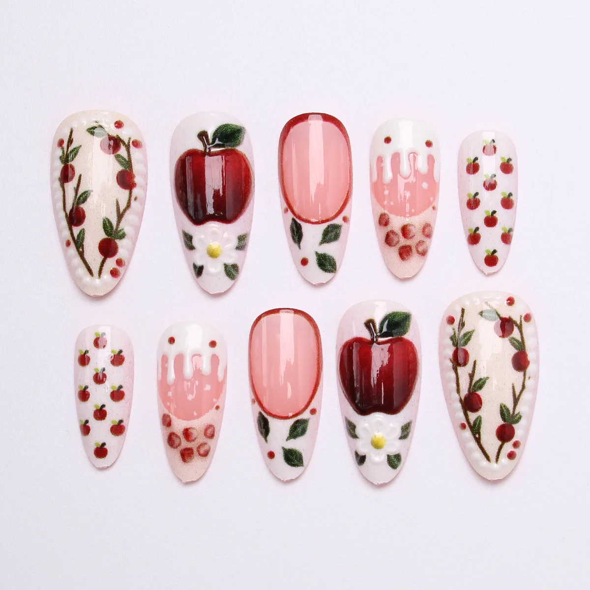 24Pcs Apple Flower Leaf French False Nails Press on Art Mid-length Almond Fake Nails Detachable Artificial Full Cover Nails Tips
24Pcs Apple Flower Leaf French False Nails Press on Art Mid-length Almond Fake Nails Detachable Artificial Full Cover Nails Tips