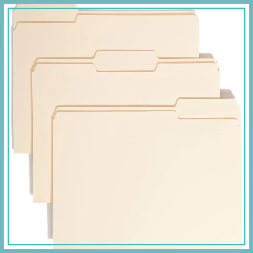 Manila File Folder, 1/3-Cut Tab, Assorted Positions, Letter Size, 24-Pack
Manila File Folder, 1/3-Cut Tab, Assorted Positions, Letter Size, 24-Pack