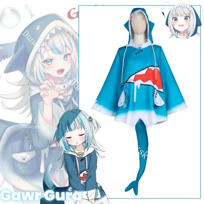 Gawr Gura Cosplay Costume Clothes Uniform Cosplay Cape Performance Dress Daily Outfit Shark Tail Halloween Party Woman Man
Gawr Gura Cosplay Costume Clothes Uniform Cosplay Cape Performance Dress Daily Outfit Shark Tail Halloween Party Woman Man
