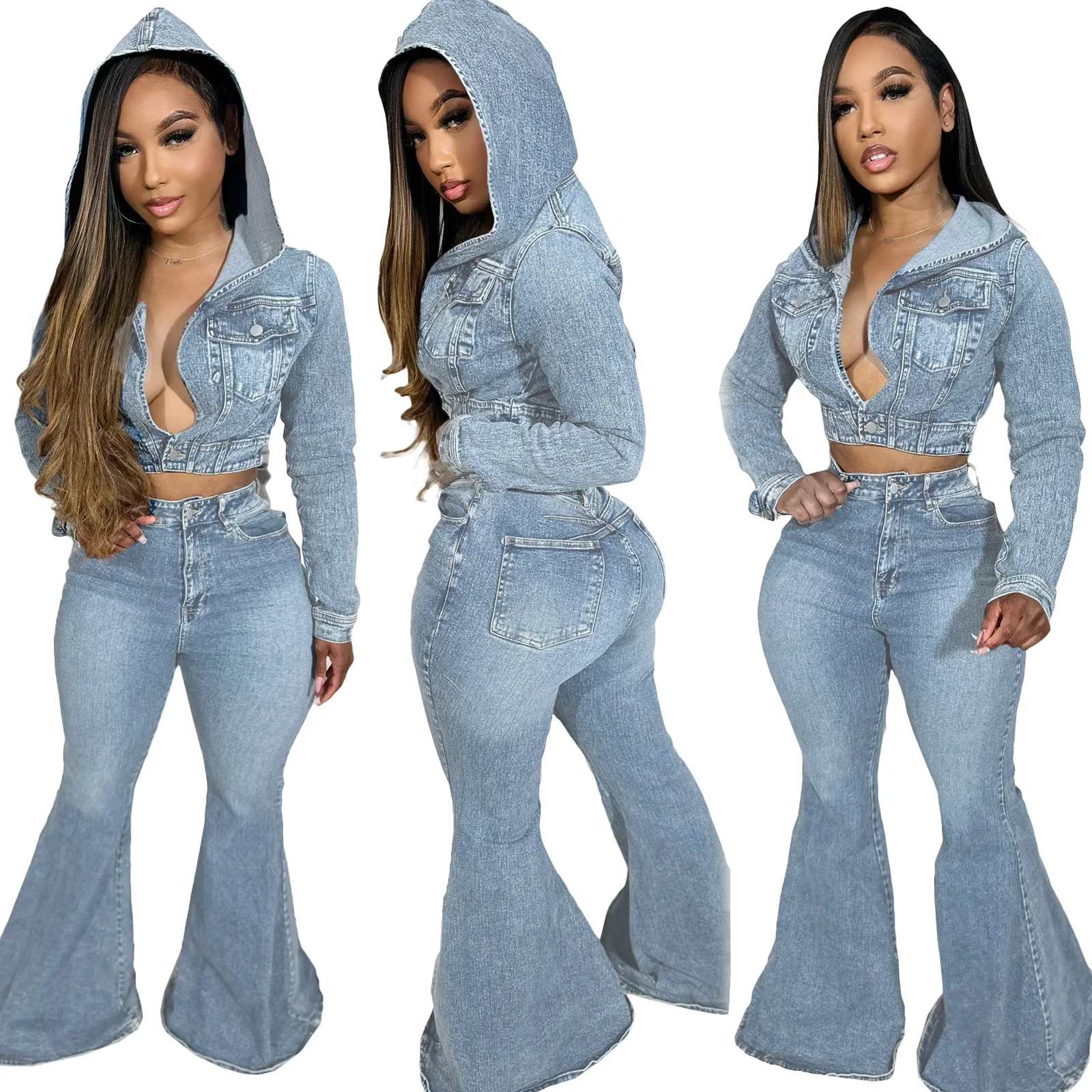 Casual Women Tracksuit Jeans Suit Two Piece Set Jacket Coat And Long Pants Matching Suit Clothes For Women
Casual Women Tracksuit Jeans Suit Two Piece Set Jacket Coat And Long Pants Matching Suit Clothes For Women