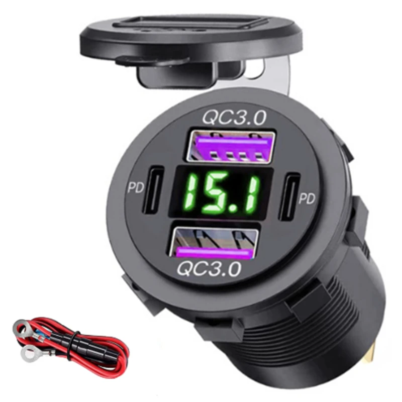 Car USB Charger QC3.0 PD Type C USB with Switch Socket for 12V/24V Vehicles Boat Motorcycle SUV Bus Truck Caravan Marine
Car USB Charger QC3.0 PD Type C USB with Switch Socket for 12V/24V Vehicles Boat Motorcycle SUV Bus Truck Caravan Marine