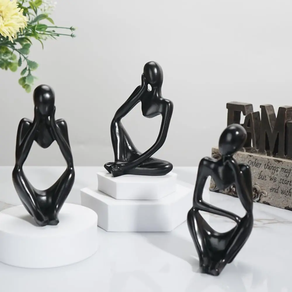 Set Of 3 Thinker Statues For Home Office & Living Room - Resin Bla Abstract Bookshelf Decor Figurines
Set Of 3 Thinker Statues For Home Office & Living Room - Resin Bla Abstract Bookshelf Decor Figurines