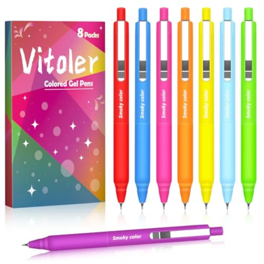 Pens 8 Pack Quick Dry Colored Pens 0.5mm Retractable Slient Gel Pen Gift Pen for Women Jourling Writing School Office Supplies
Pens 8 Pack Quick Dry Colored Pens 0.5mm Retractable Slient Gel Pen Gift Pen for Women Jourling Writing School Office Supplies
