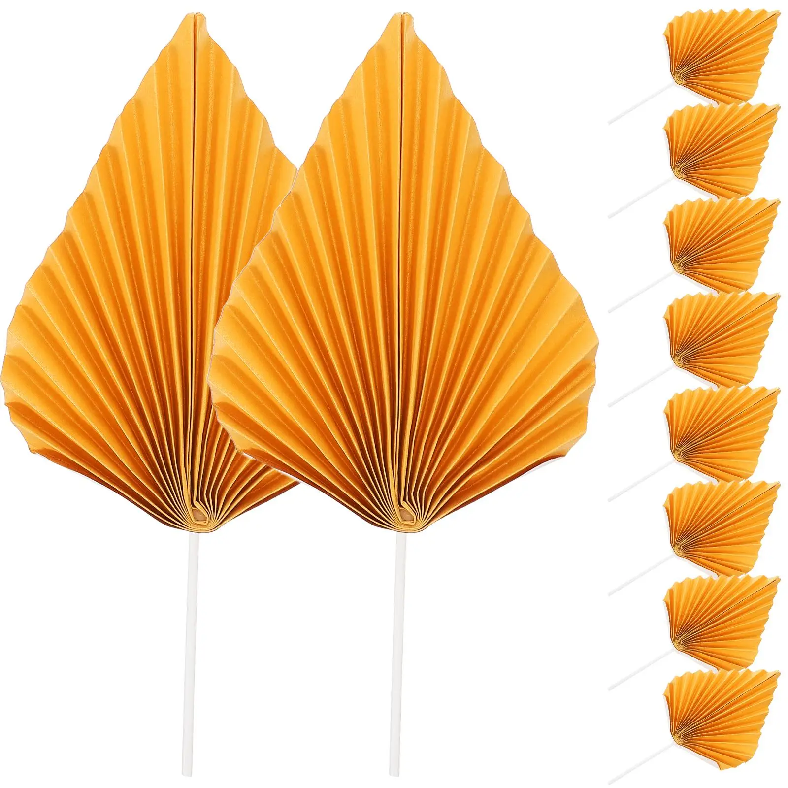 10pcs Golden Leaf Cake Decorations Large Size Tropical Paper Fan Bohemian Style Leaves Cake Decorations Party Accessories
10pcs Golden Leaf Cake Decorations Large Size Tropical Paper Fan Bohemian Style Leaves Cake Decorations Party Accessories