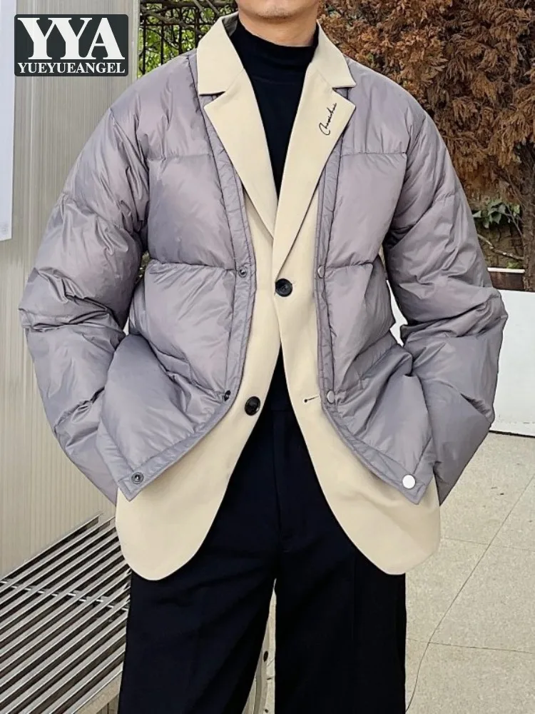 Designer Fake Two Down Coat Men Fashion Thick Warm White Duck Down Suit Jacket Single Breasted Straight Casual Winter Outerwear
Designer Fake Two Down Coat Men Fashion Thick Warm White Duck Down Suit Jacket Single Breasted Straight Casual Winter Outerwear