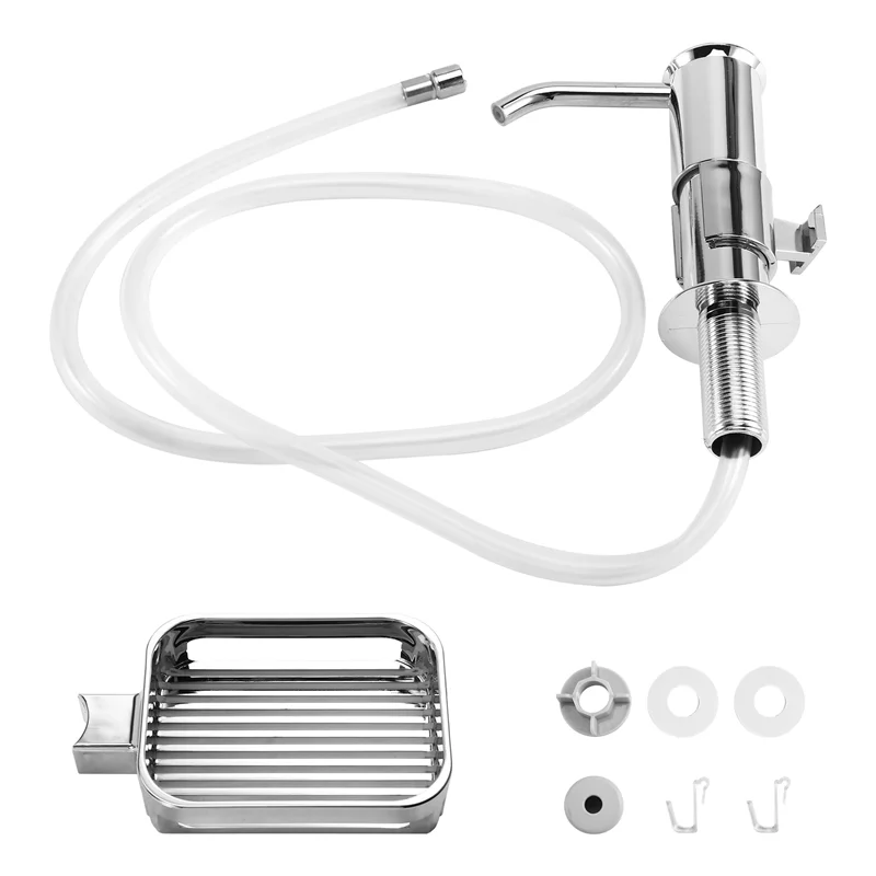 AB11-Дозатор мыла для раковины, встроенный насос-дозатор мыла с держателем губки и комплектом удлинительных трубок для под столешницы, серебристый 
AB11-Дозатор мыла для раковины, встроенный насос-дозатор мыла с держателем губки и комплектом удлинительных трубок для под столешницы, серебристый