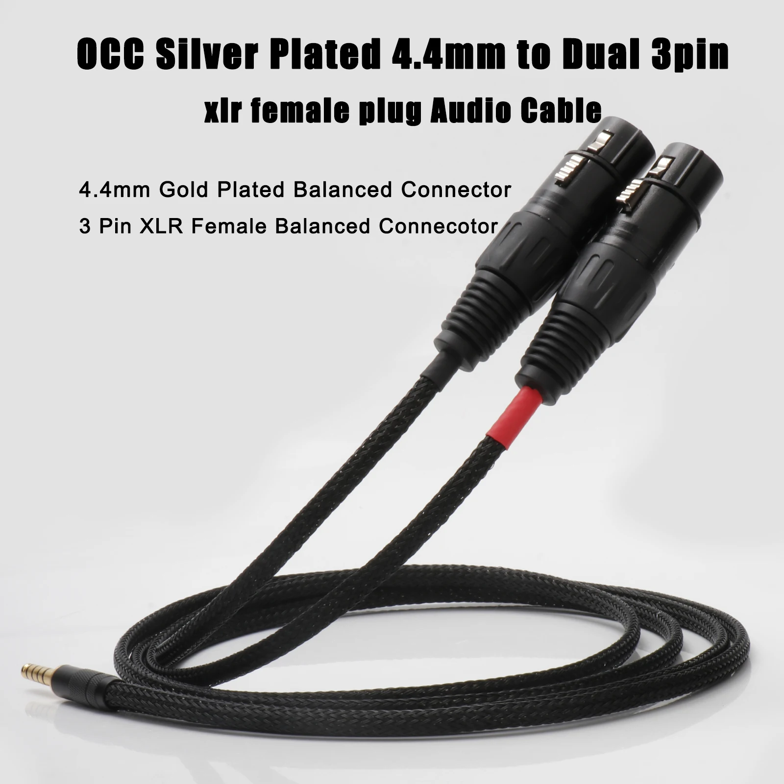 hifi 16 cores occ silver plated 4.4mm to dual 4pin to 2xlr female for connecting a balance AMP player Audio Adapter Cable
hifi 16 cores occ silver plated 4.4mm to dual 4pin to 2xlr female for connecting a balance AMP player Audio Adapter Cable